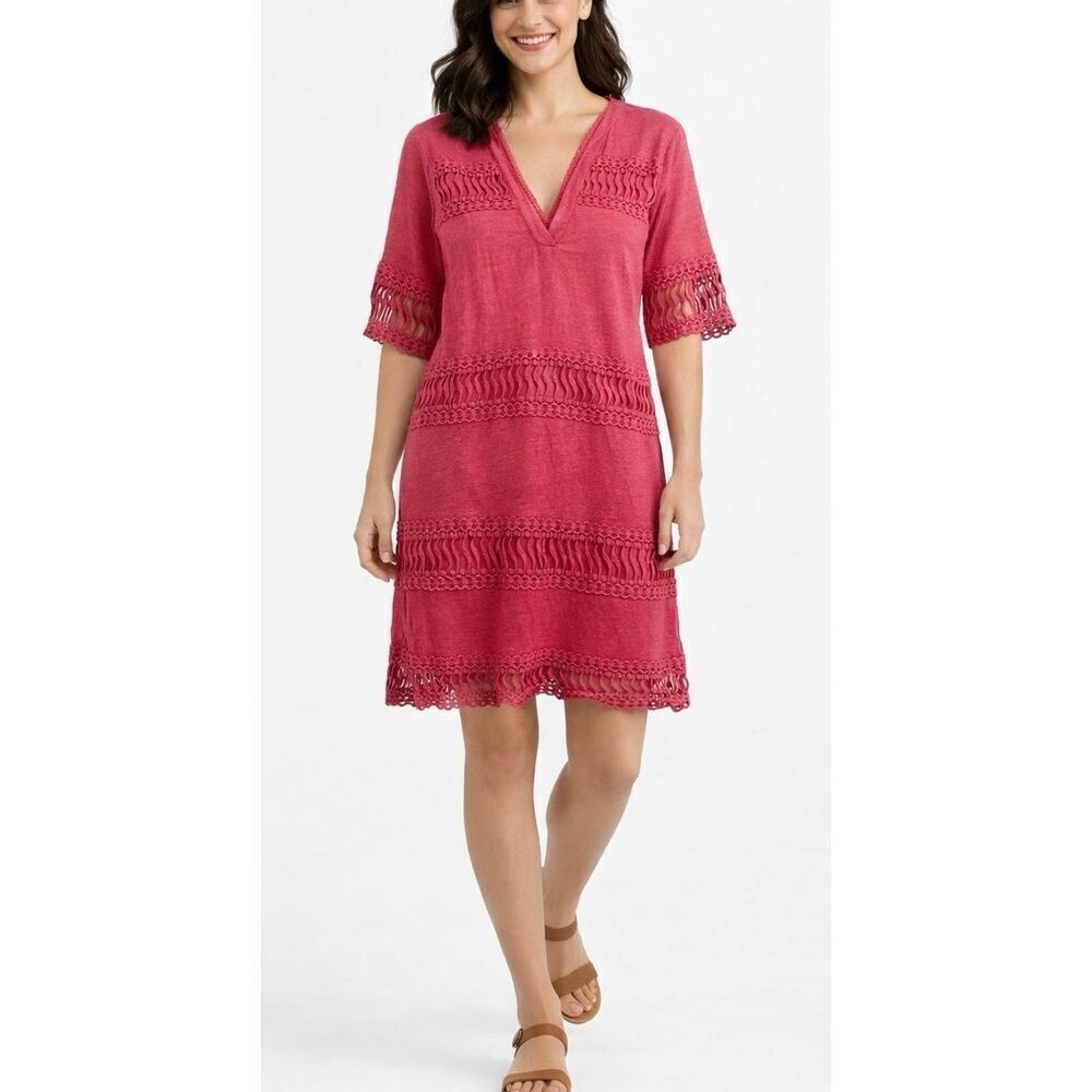 Cullen linen crochet lace trim dress size medium